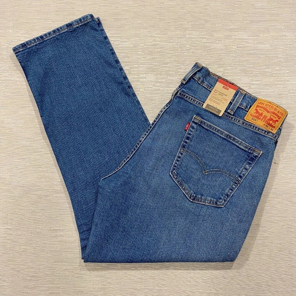 Levi's 514 Straight Leg Jeans Men's 40 x 30 Regular Fit Medium Wash Denim